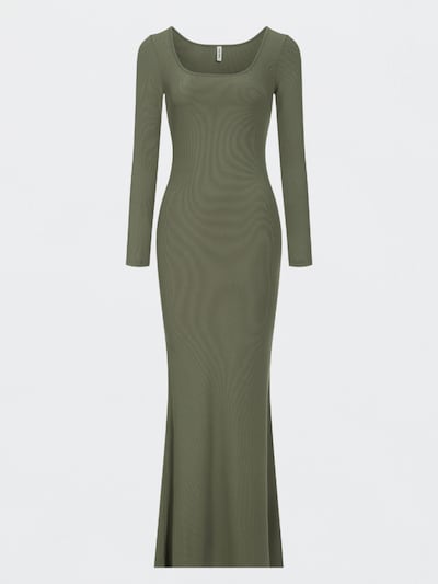 Abito 'Ribbed Long Sleeve Maxikleid' in 34 cfab di colore verde scuro, Visualizzazione prodotti