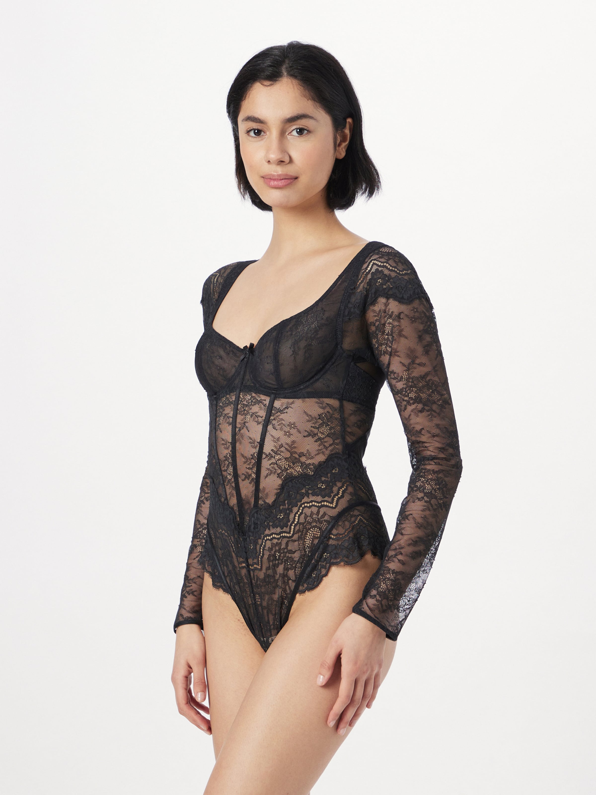 Body Hunkemöller Cecile Noir à Manches Longues - Taille M, Dentelle/mesh, Non Rembourré, Avec étiquettes (NWT), Idéal Pour Une Soirée Ou Un Cadeau