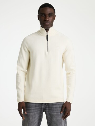 Pull-over 'Oscar Half Zip' CHASIN' en blanc : devant