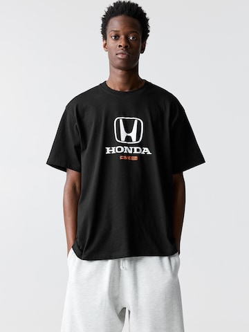 T-Shirt 'HONDA CIVIC' Pull&Bear en noir : devant
