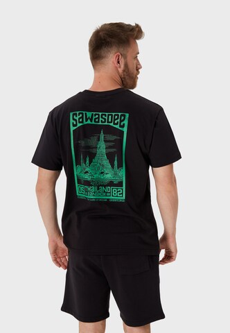 Oldskull Shirt 'Asian Sawadtee' in Zwart: voorkant