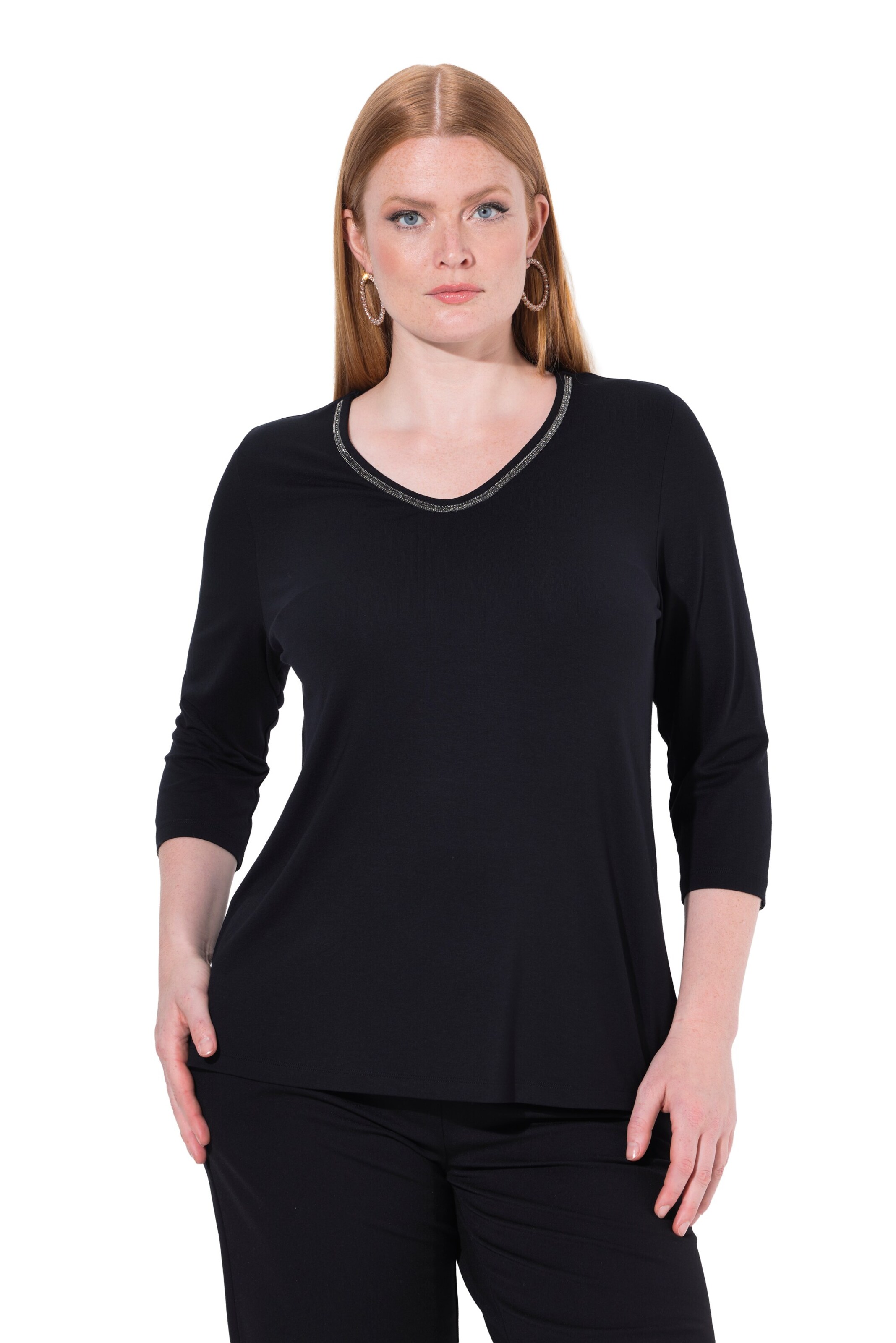 Ulla Popken Shirt in Schwarz: Vorderseite