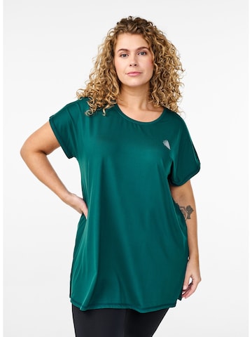 Active by Zizzi Shirt 'Abasic' in Groen: voorkant