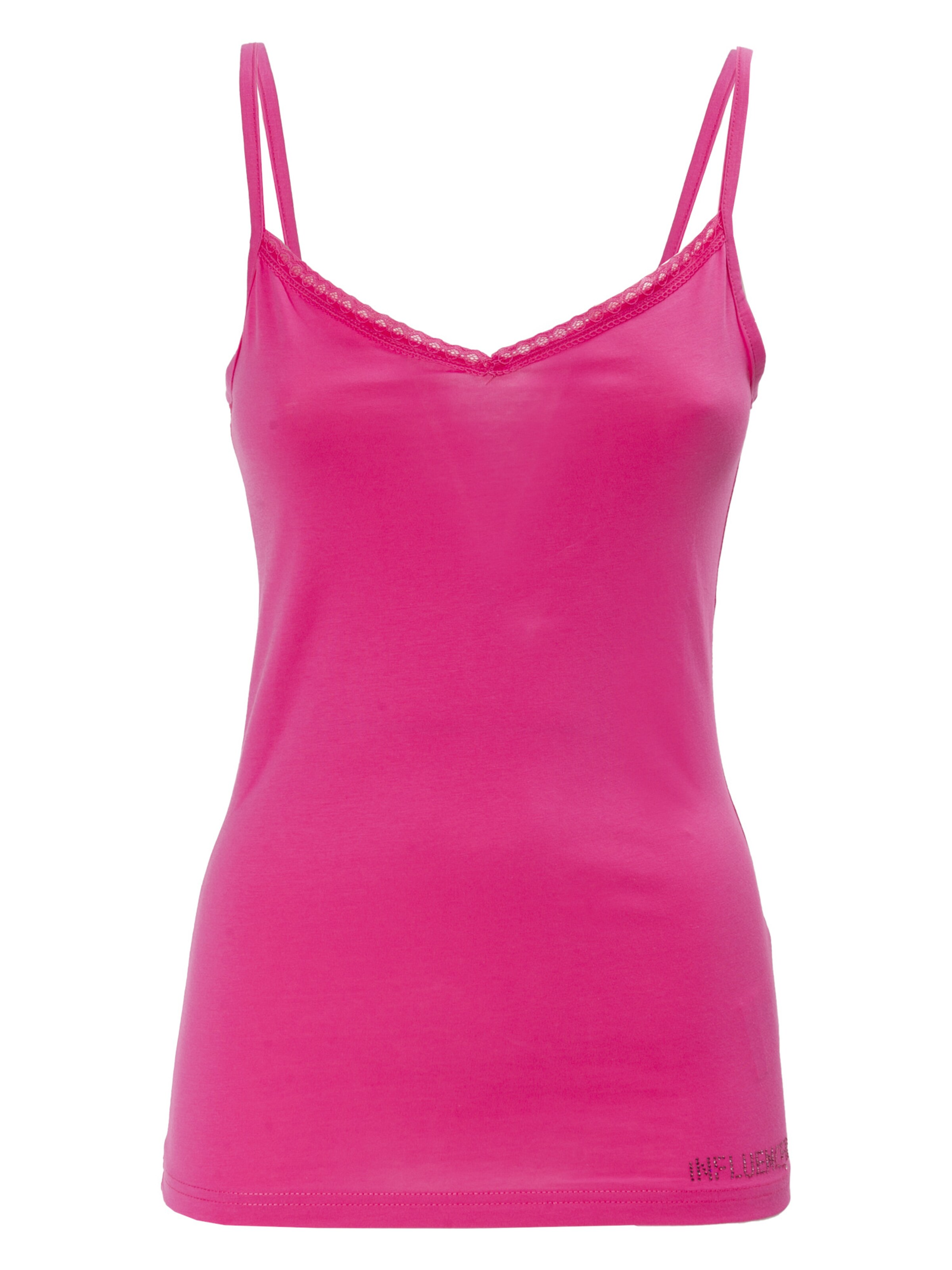 Influencer - Top ' Lace trim cami top ' em rosa: frente