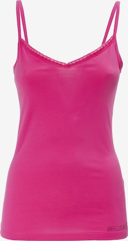 Top ' Lace trim cami top ' di Influencer in rosa: frontale