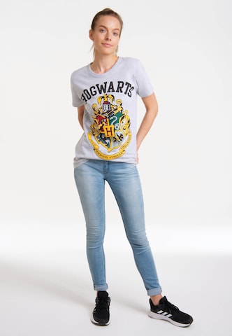 LOGOSHIRT Shirt 'Harry Potter - Hogwarts' in Grey