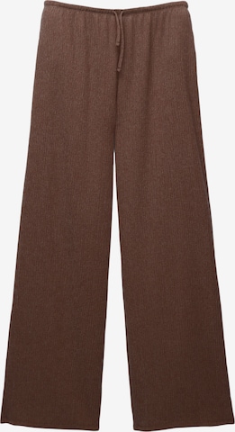 Pull&Bear Wide leg Broek in Bruin: voorkant