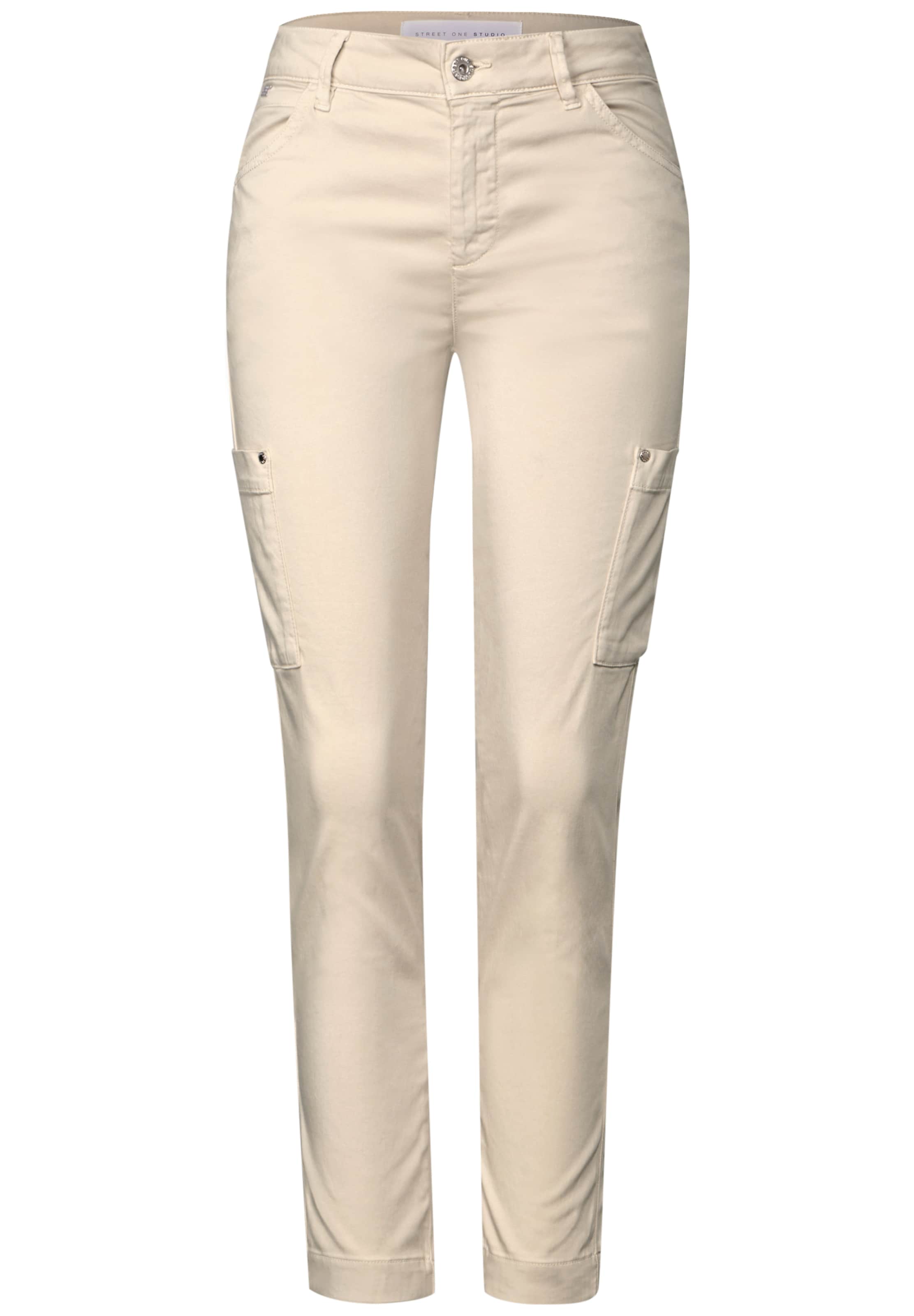 Street One Studio Slim fit Cargo Pants in Beige: front