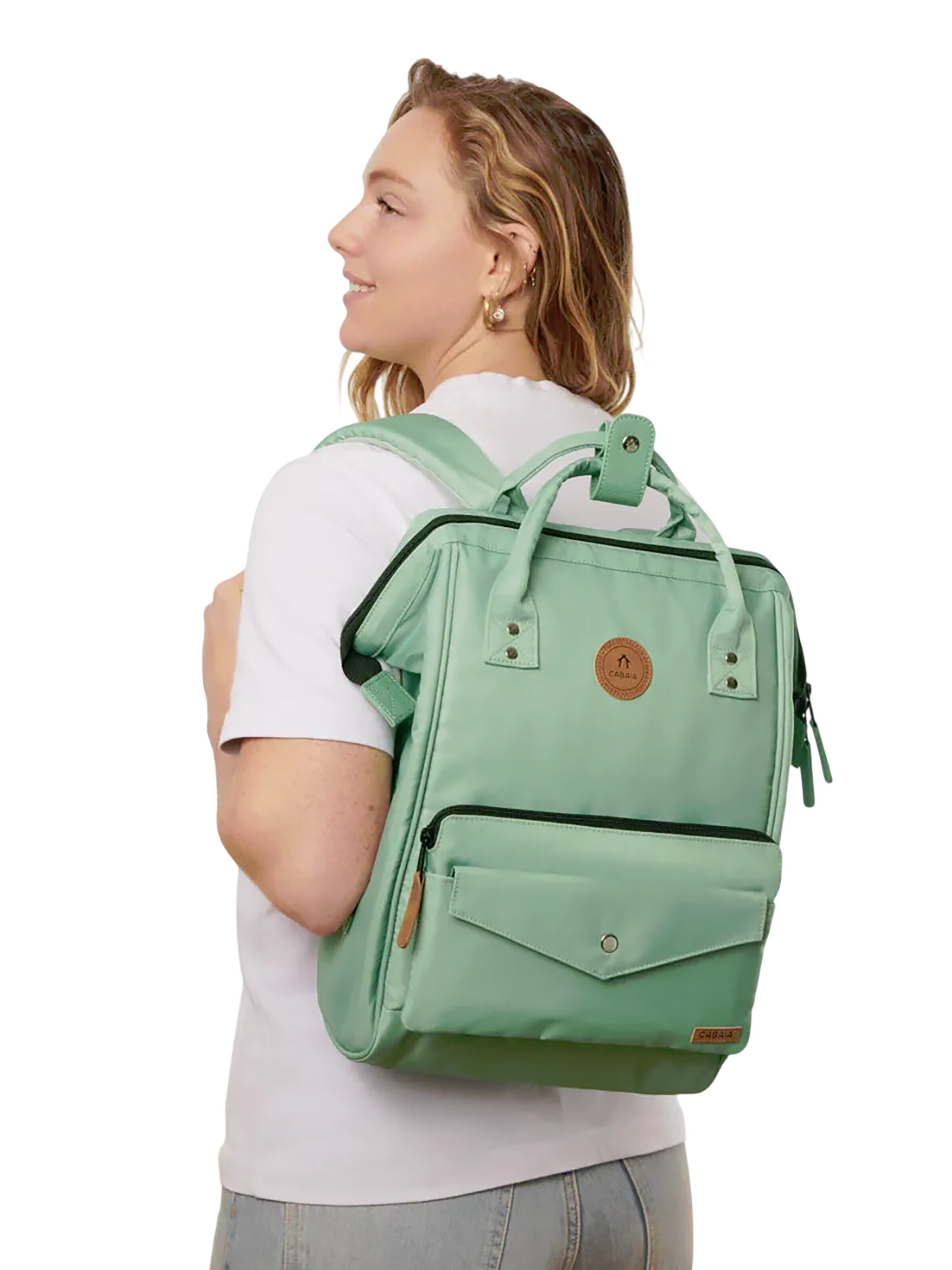 Cabaia Backpack 'Medium Tampa' in Green: front