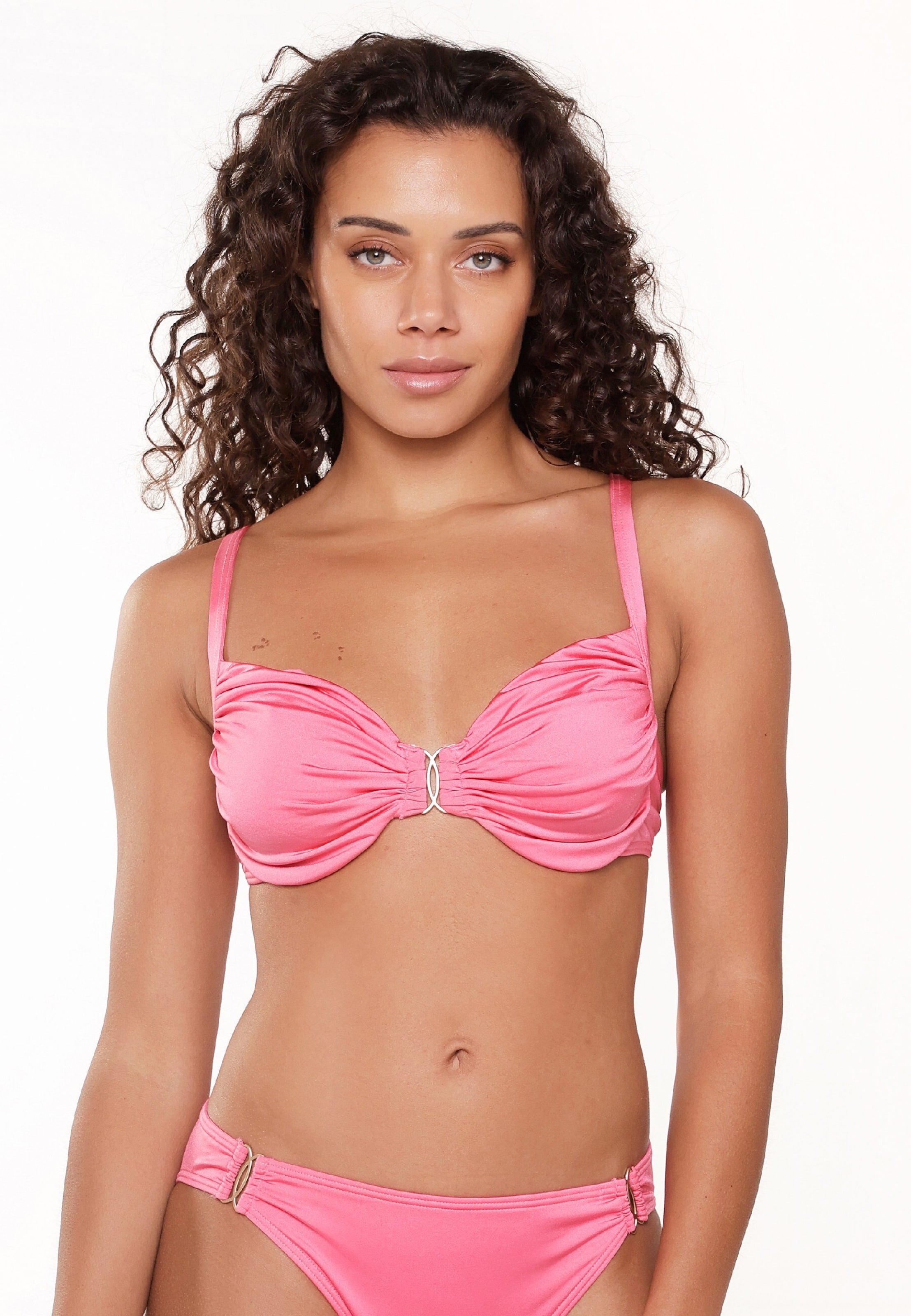 LingaDore Balconette Bikini top in Pink: front