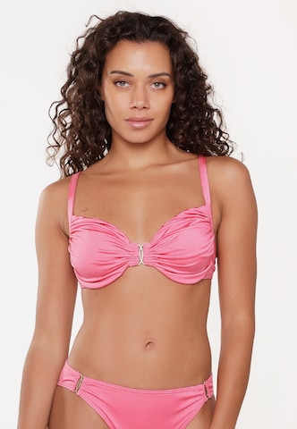 LingaDore Bikini Top in Pink: front