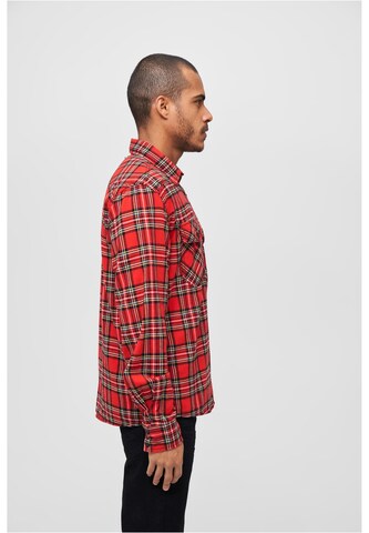 Brandit Regular fit Button Up Shirt in Red