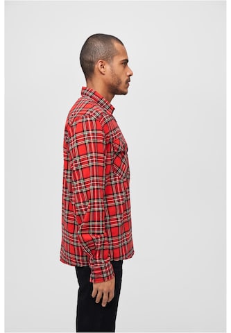 Brandit Regular fit Button Up Shirt in Red