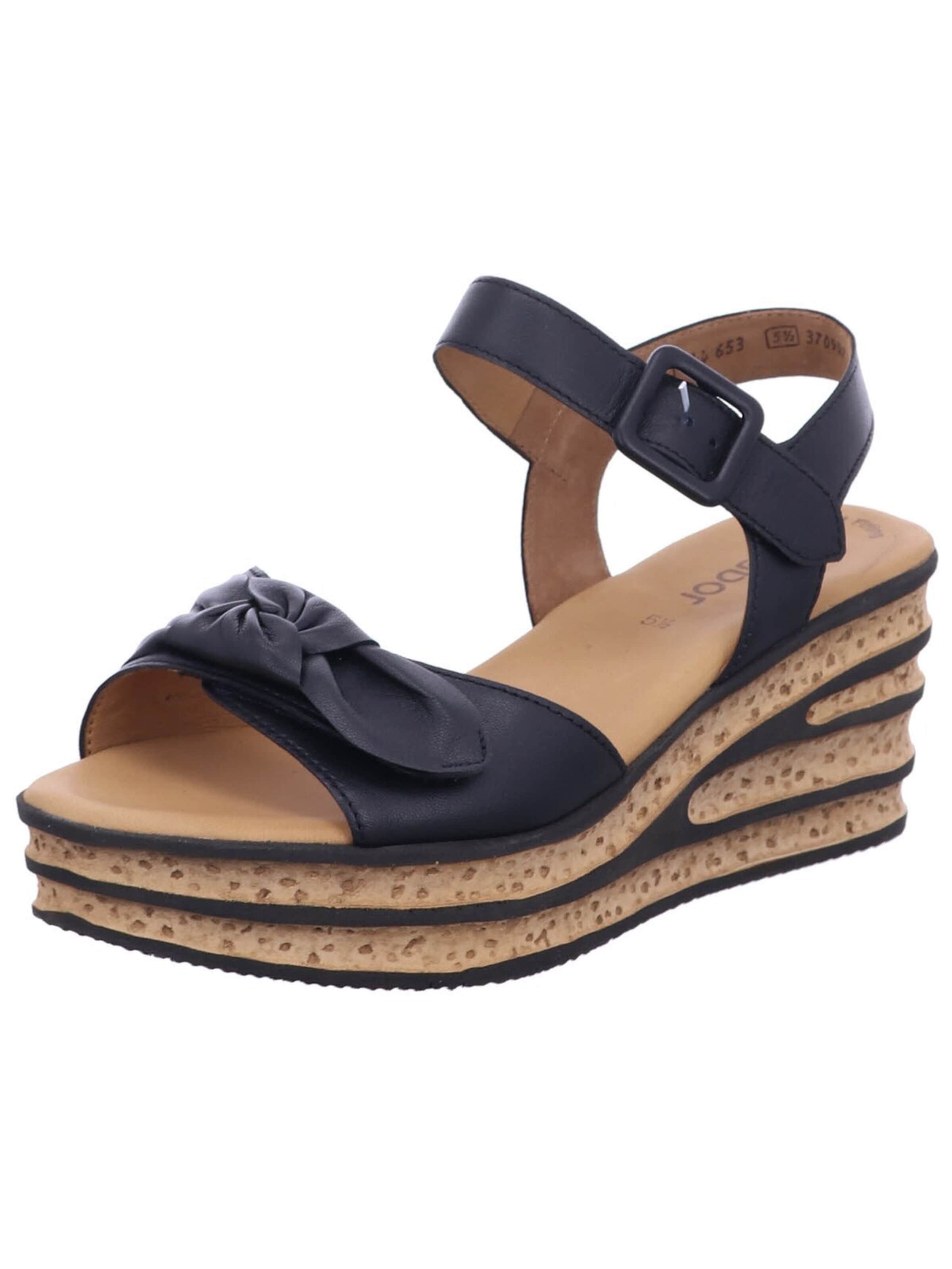 Sandales 'Sandalette Damen 64.653 27 Echtleder in schwarz' GABOR en noir : devant