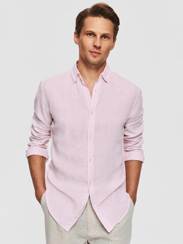 Pako Lorente Slim fit Koszula 'Lniana koszula męska w kolorze różowym Idealna na lato Pako Lorente roz. XL' w kolorze różowy