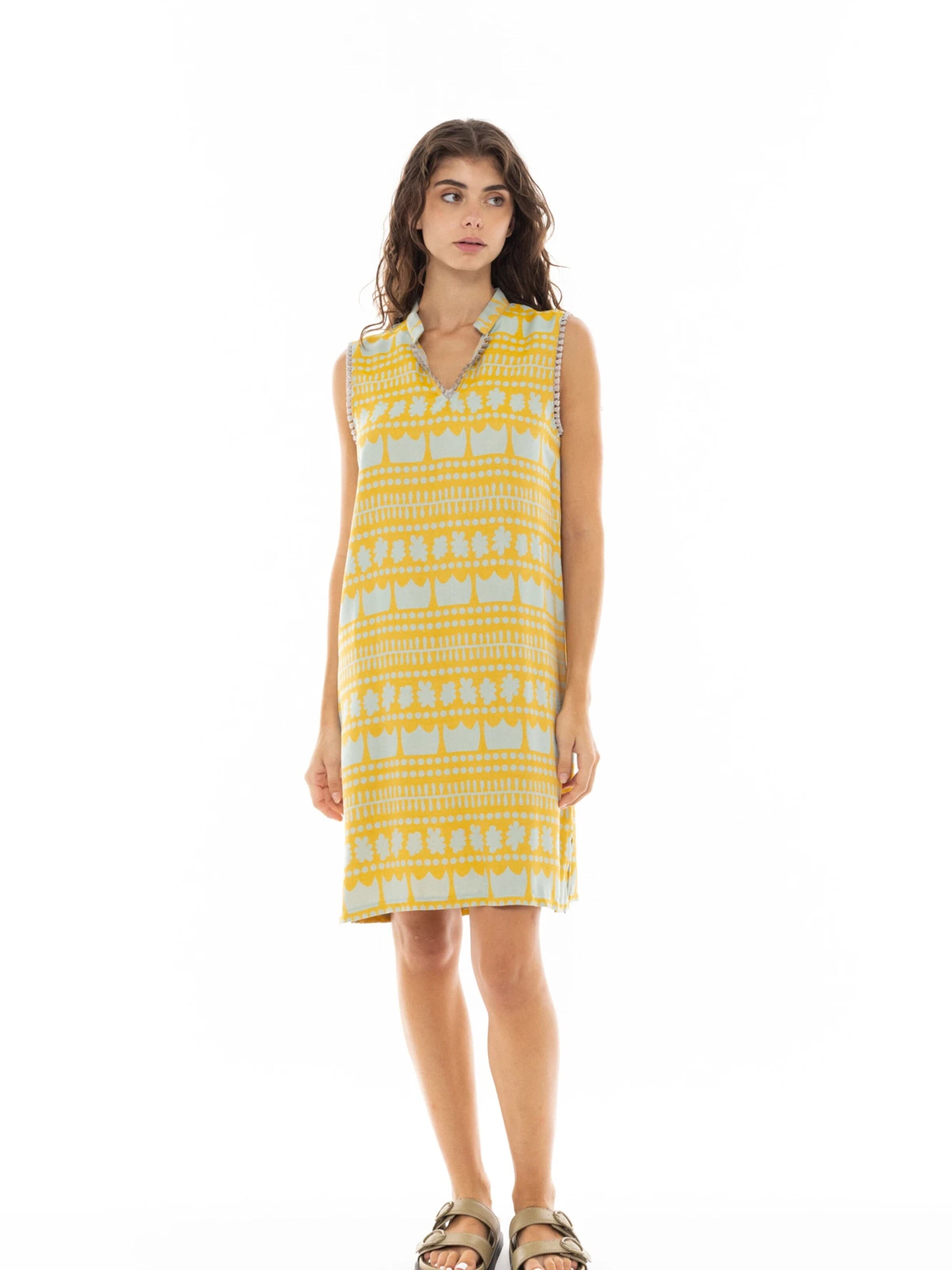 Abito estivo 'BEACHWEAR EMBROIDERY CROWN' di Pink Label in giallo: frontale