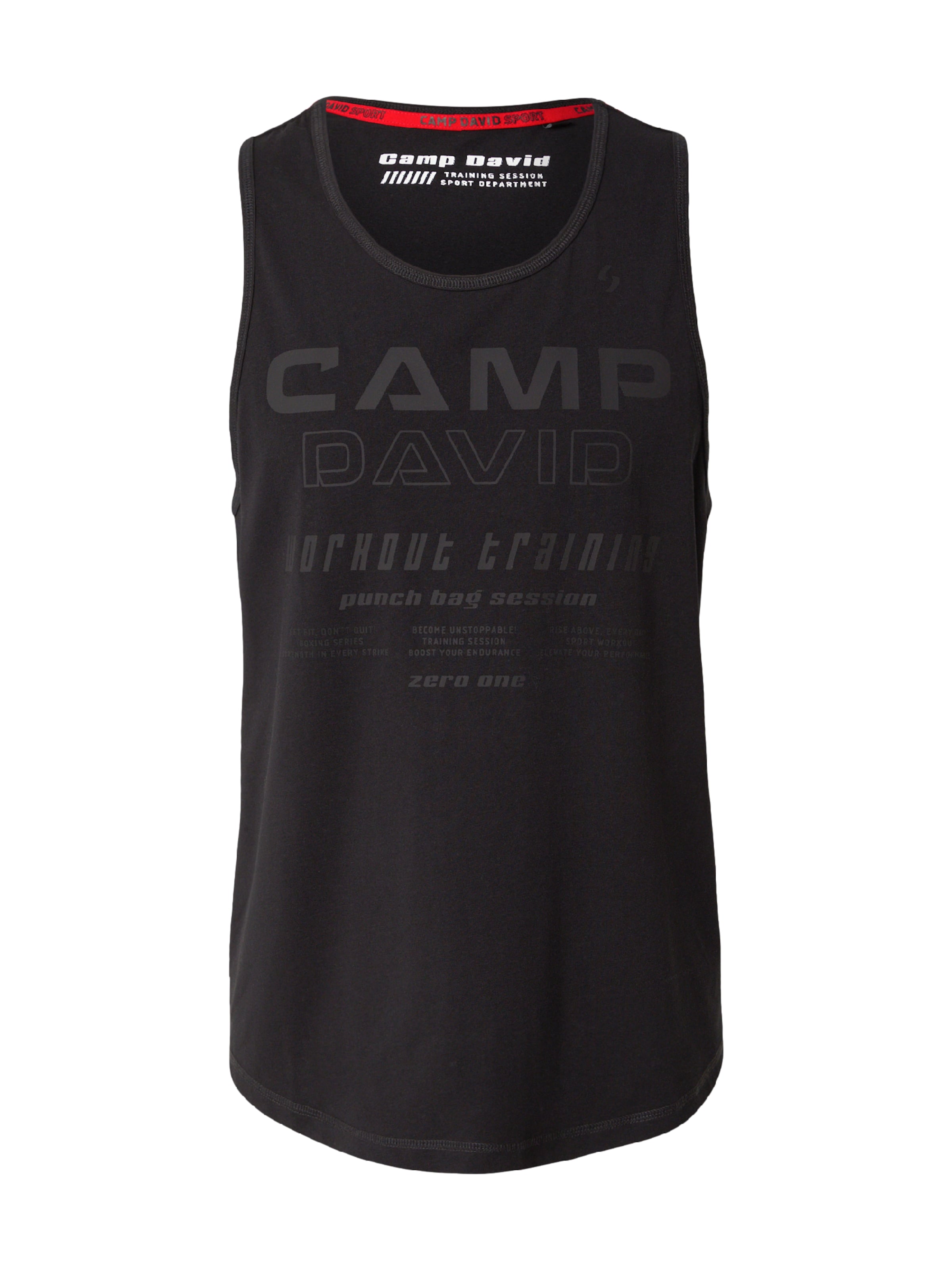 CAMP DAVID - Camiseta funcional en negro: frente