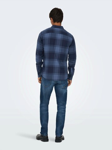 Slim fit Cămașă 'ONSGUDMUND' de la Only & Sons pe albastru