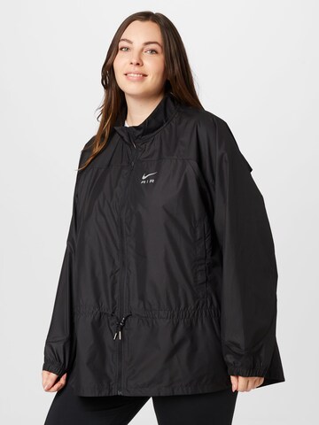 Nike Sportswear Athletic Jacket in Black: front