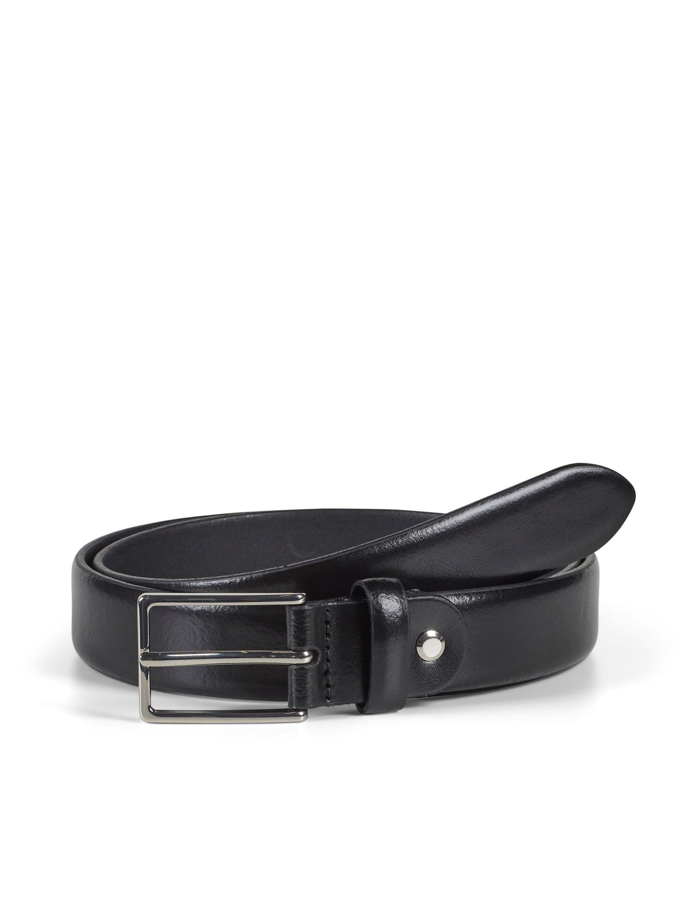 Howard London Riem 'Leather Belt Allen Black' in Zwart: voorkant