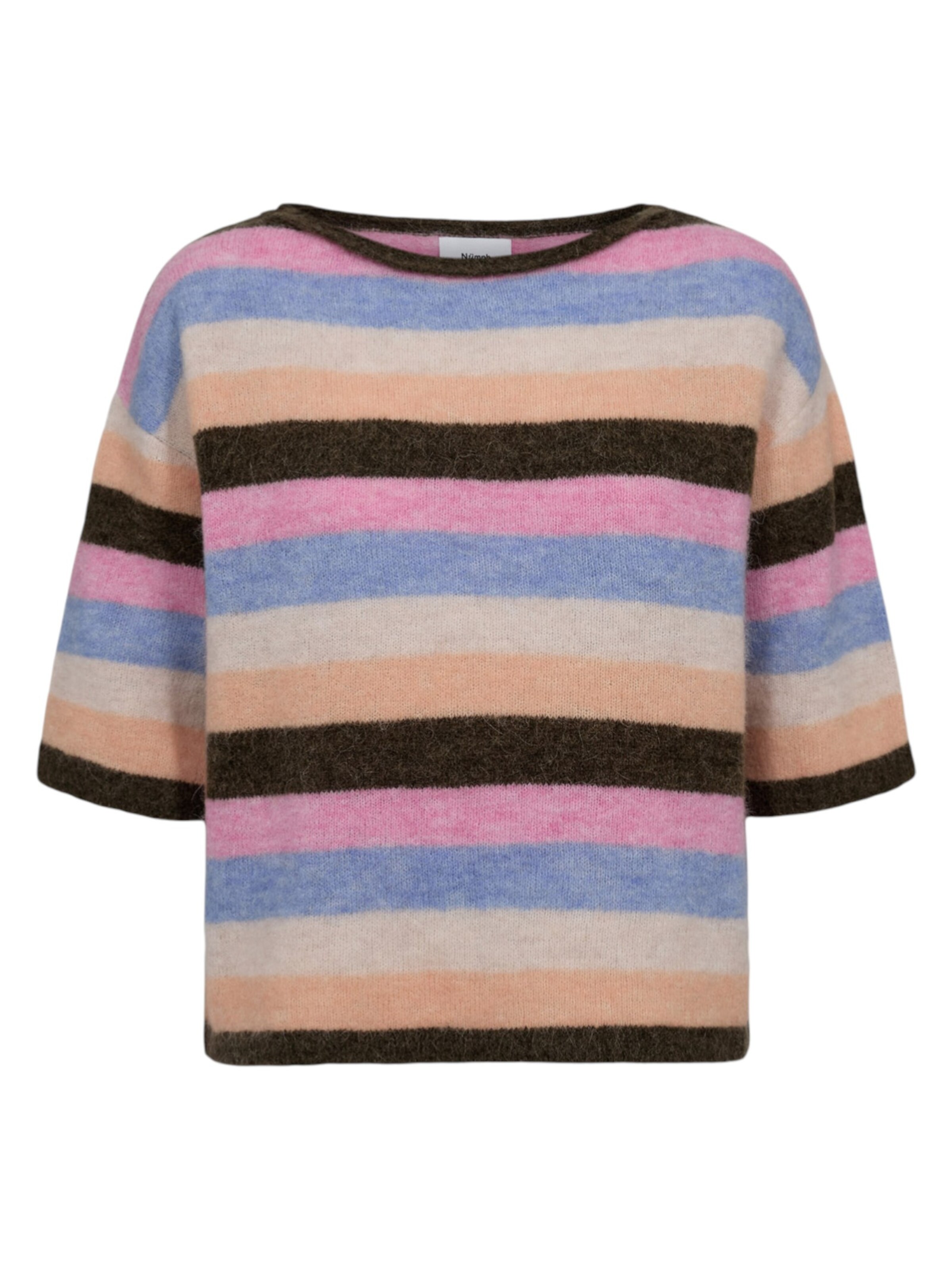 NÜMPH Strickpullover mit Halbarm 'NURIETTE STRIPY PULLOVER' in Grün: Vorderseite