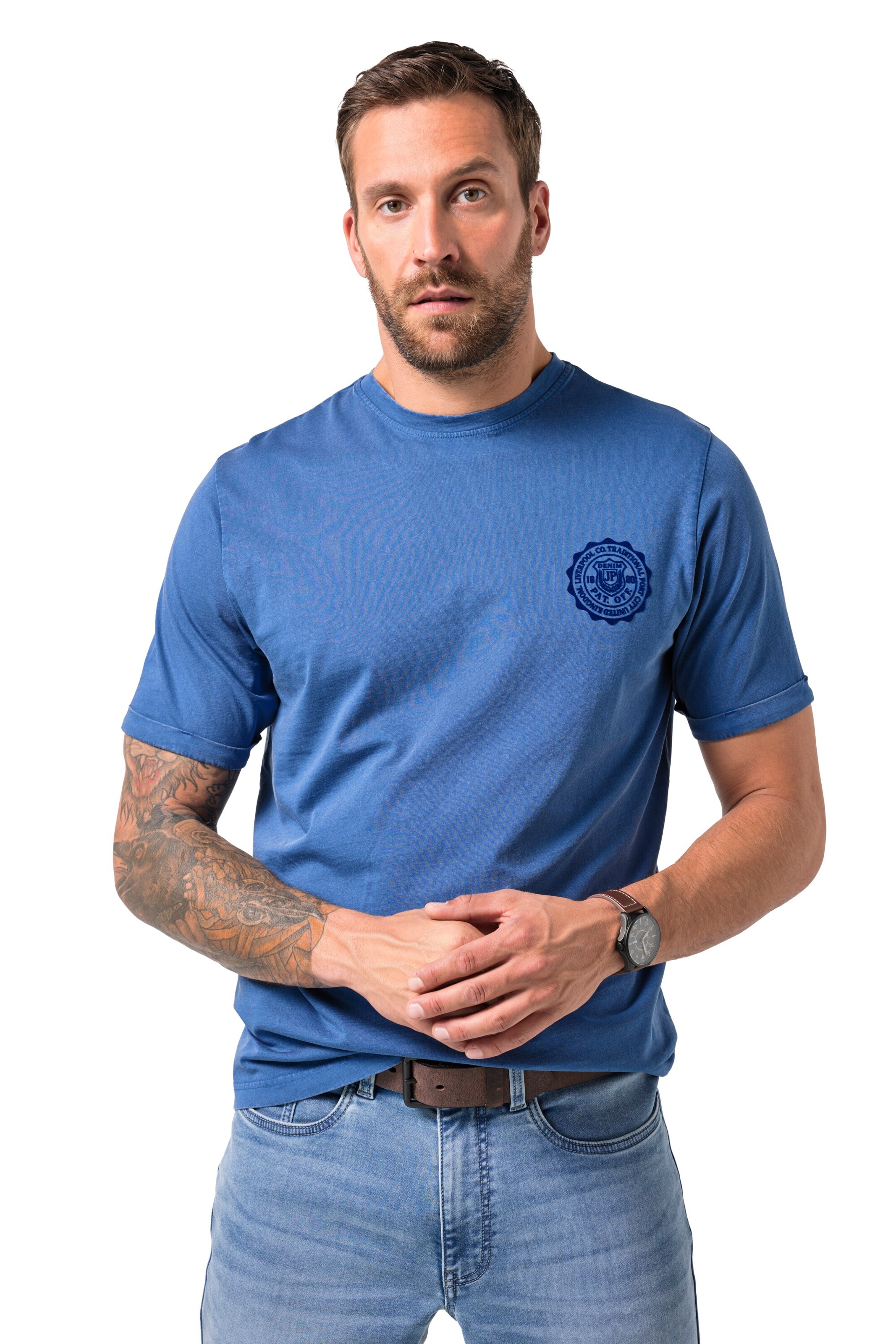 JP1880 Shirt in Blauw: voorkant