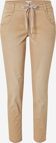Coupe slim Pantalon TOM TAILOR en marron : devant