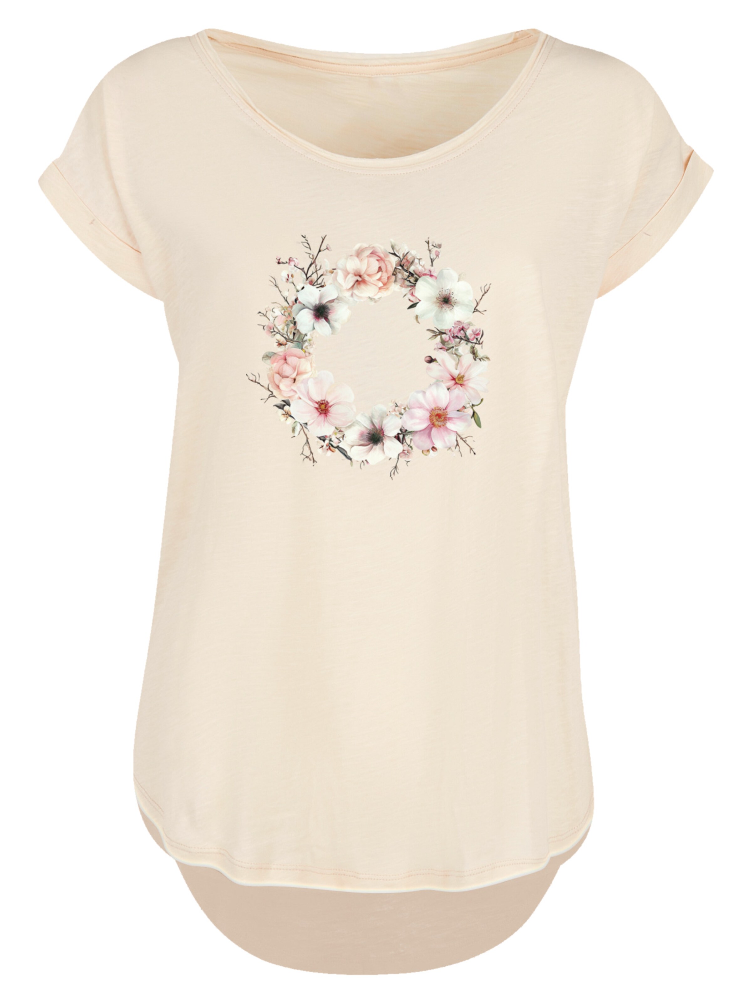 F4NT4STIC Shirt 'Rosa Blumenkranz' in Beige: voorkant