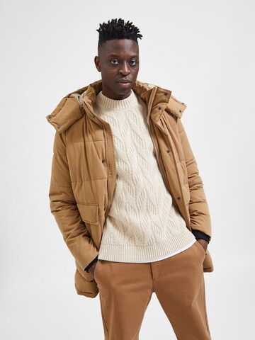 SELECTED HOMME Pullover 'CARIS' in Beige