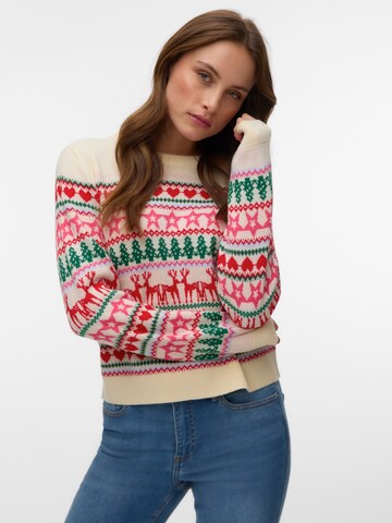 VERO MODA Sveter 'VMNEWCHRISTMAS' - Béžová: predná strana