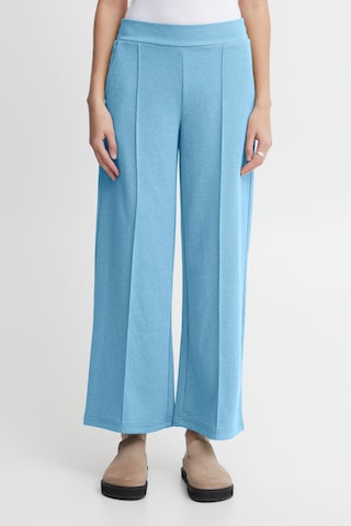 ICHI Wide leg Broek 'Kate' in Blauw: voorkant