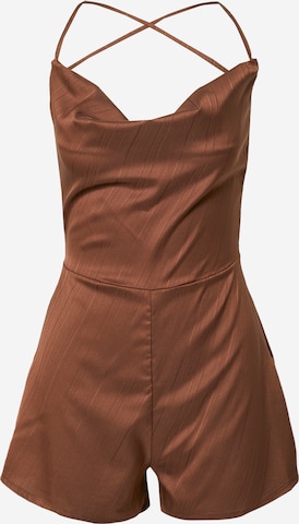 In The Style Jumpsuit in Brown: front