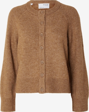 SELECTED FEMME Knit Cardigan 'RENA' in Brown: front