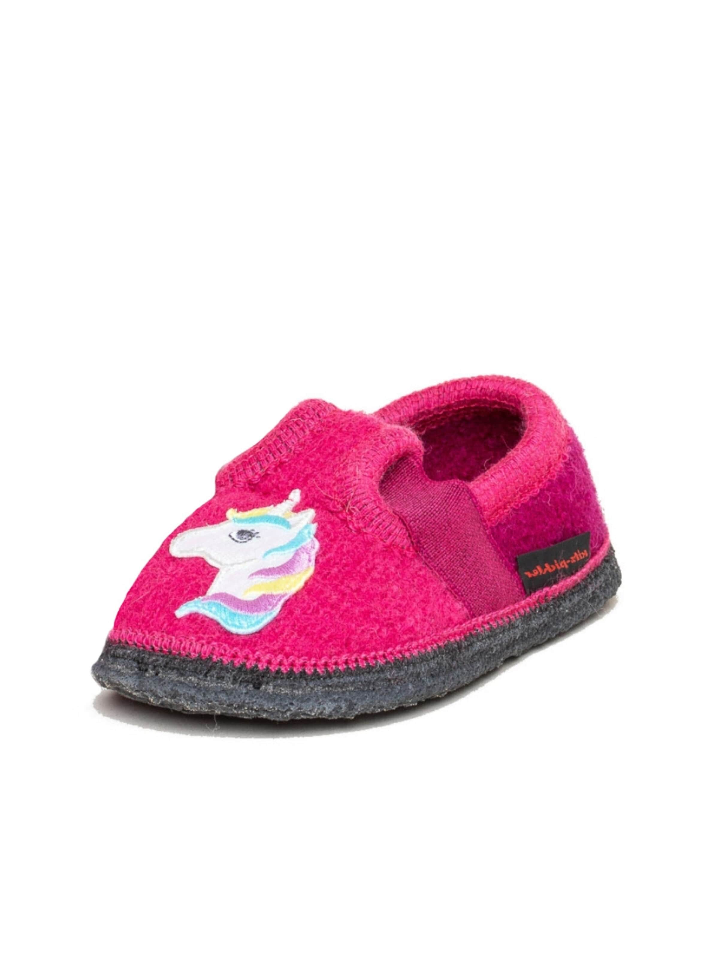 kitz-pichler Slippers 'Walkpantoffel Bobby Appl. Einhorn' in Pink: front