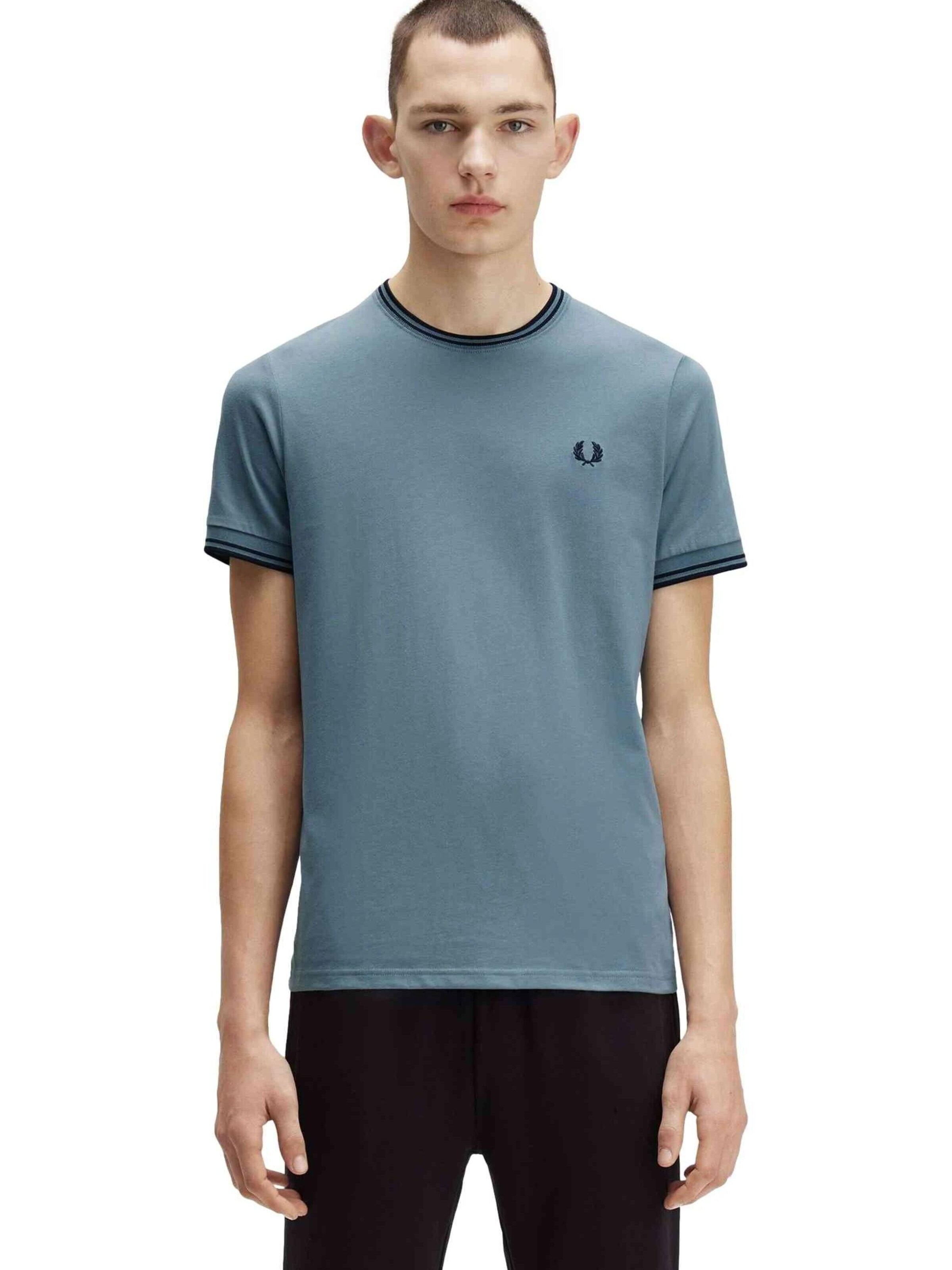Maglietta 'Camiseta fred perry azul contrast ribeted tee' di Fred Perry in blu