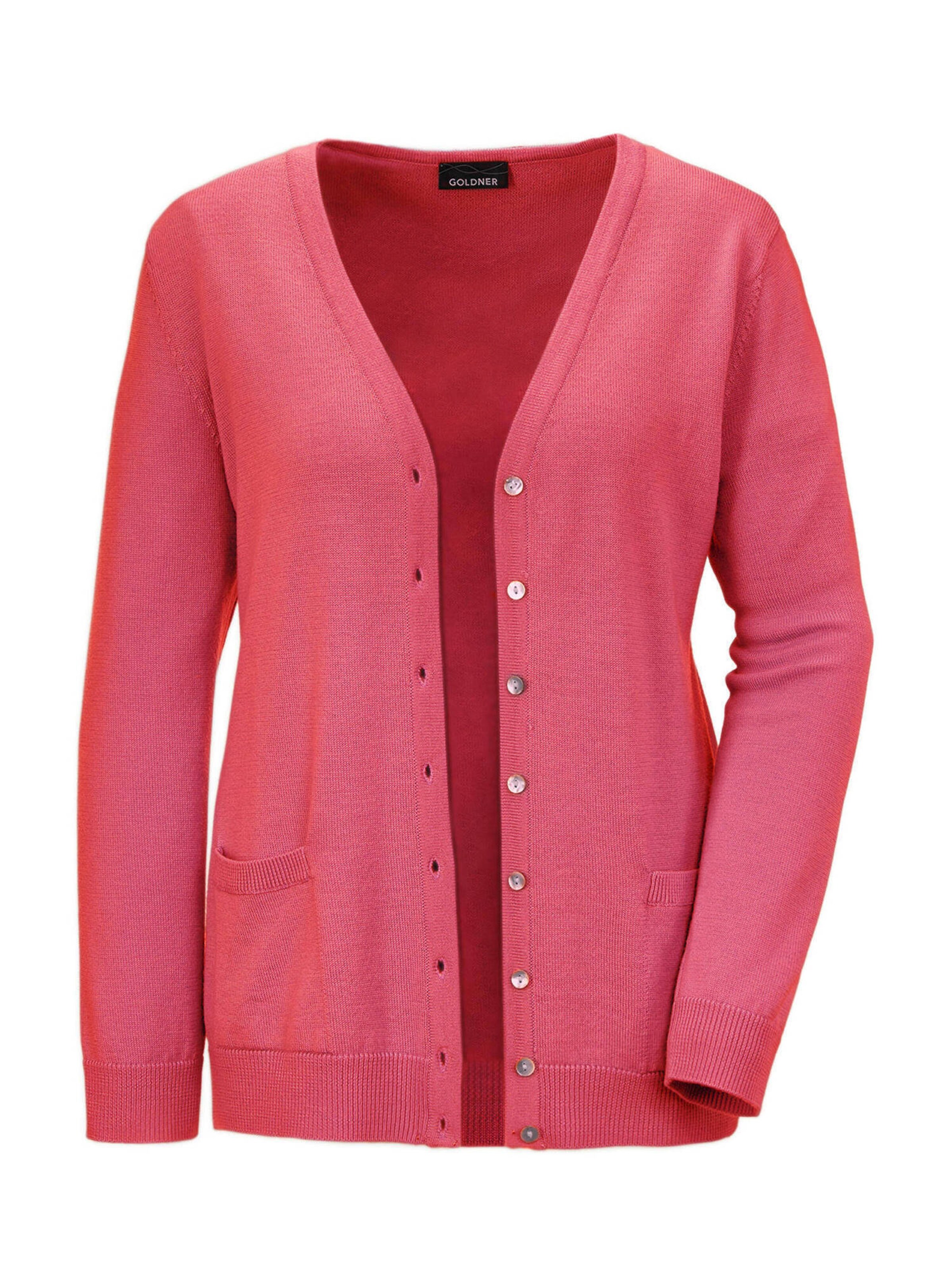 Goldner Strickjacke in Pink: Vorderseite