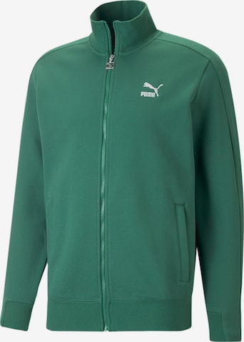 PUMA Zip-Up Hoodie 'T7' in Green: front