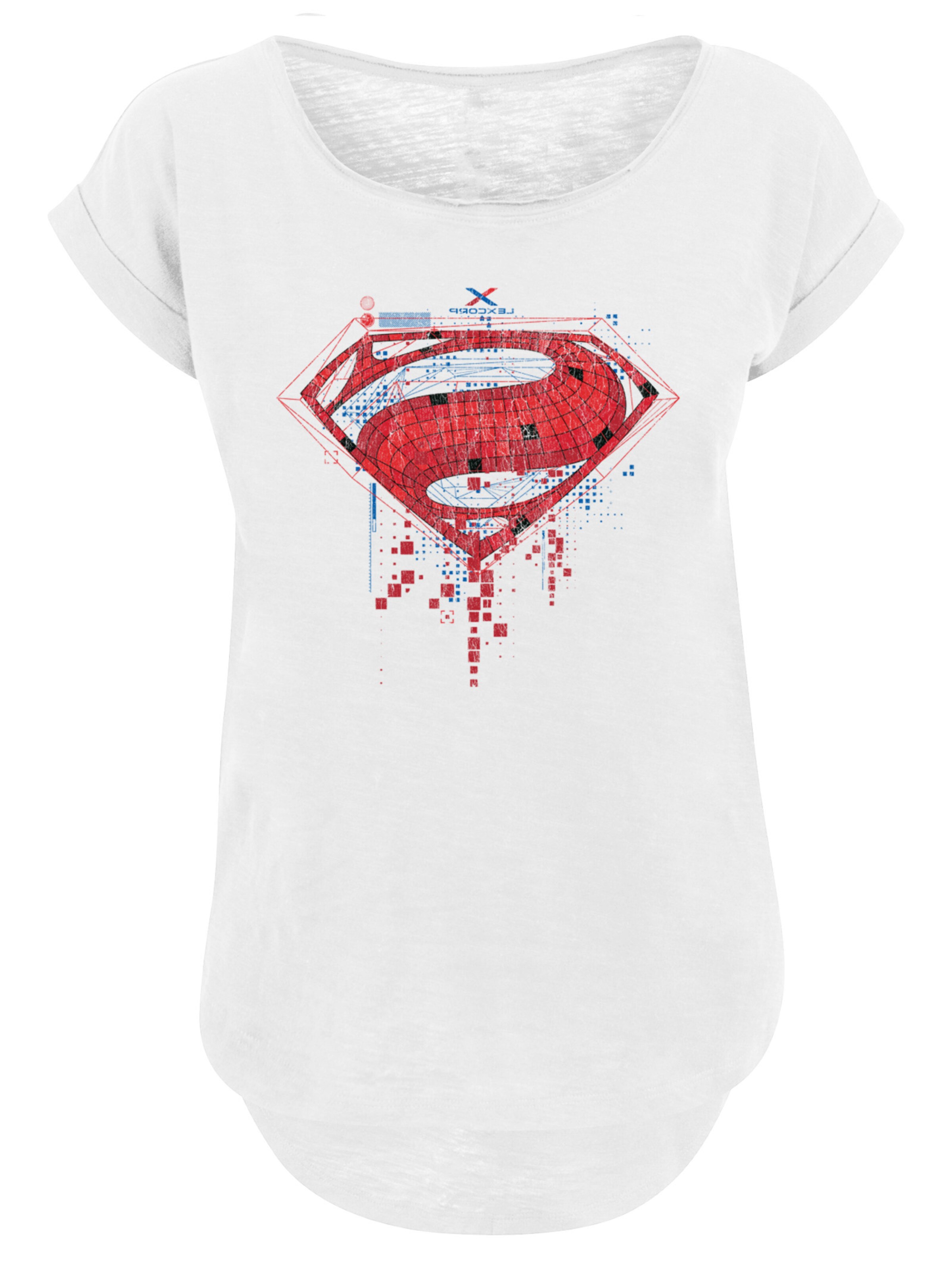 F4NT4STIC Shirt 'DC Comics Superman Geo' in Wit: voorkant