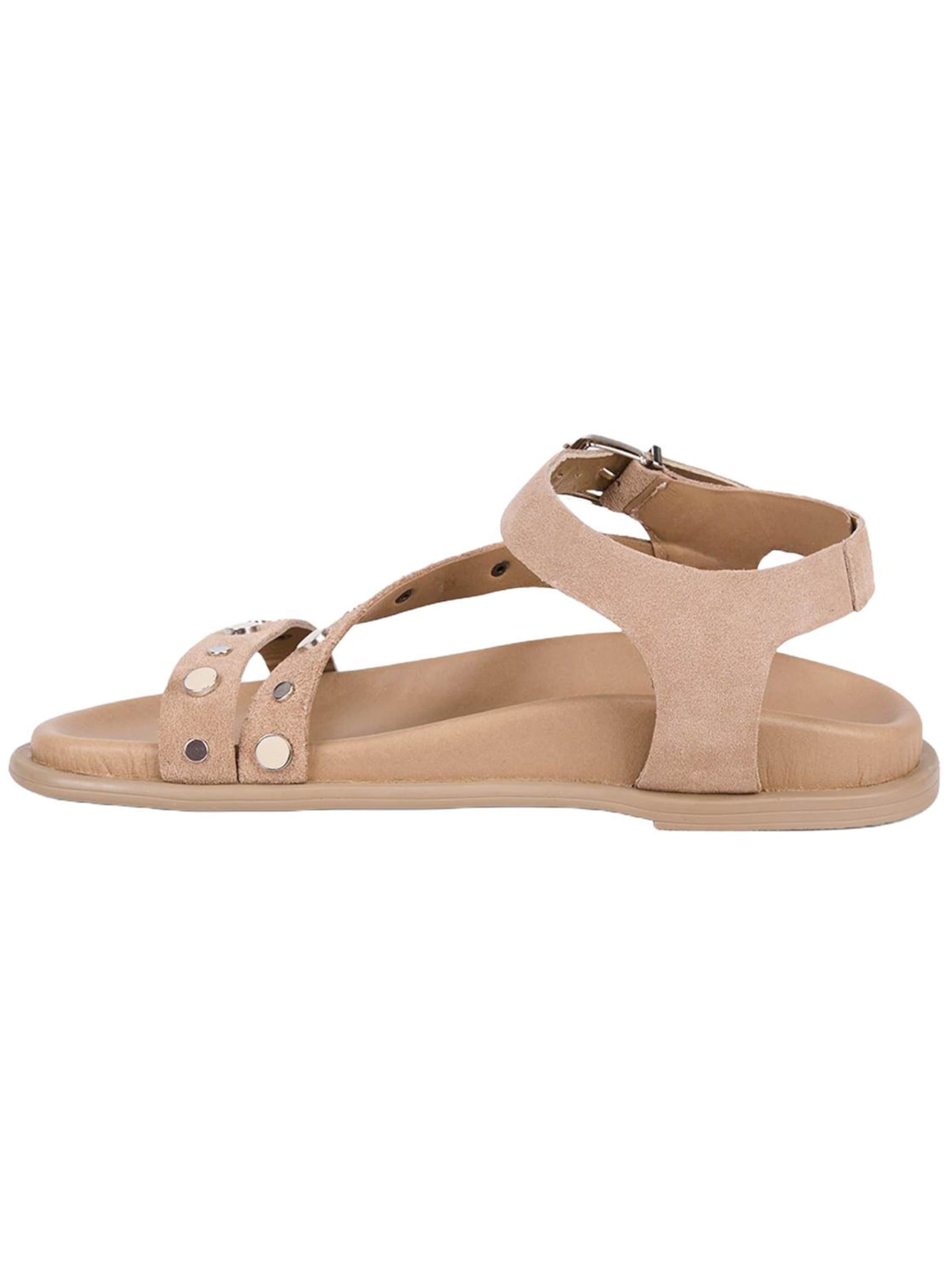 Desa Sandals 'DESA Damen-Sandalen aus Wildleder mit Nietenbesatz' in Beige