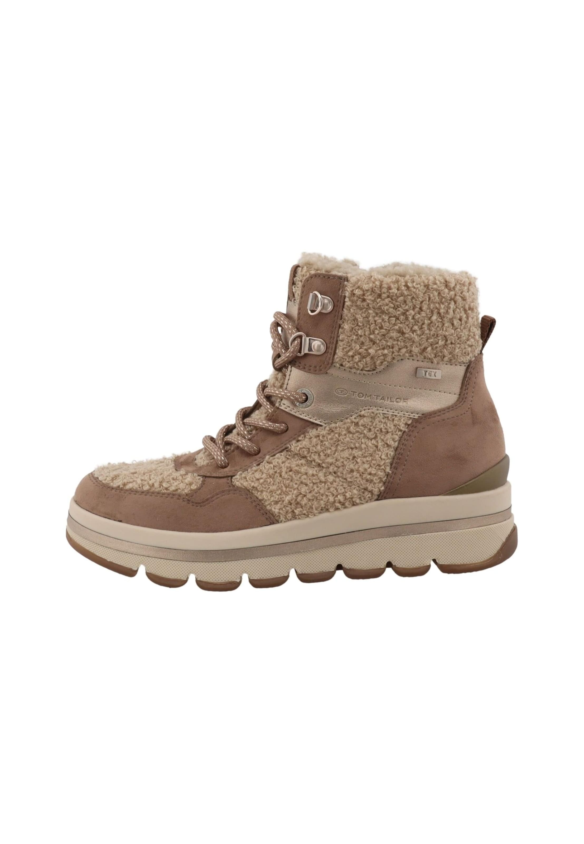 TOM TAILOR Schnürstiefelette in Beige