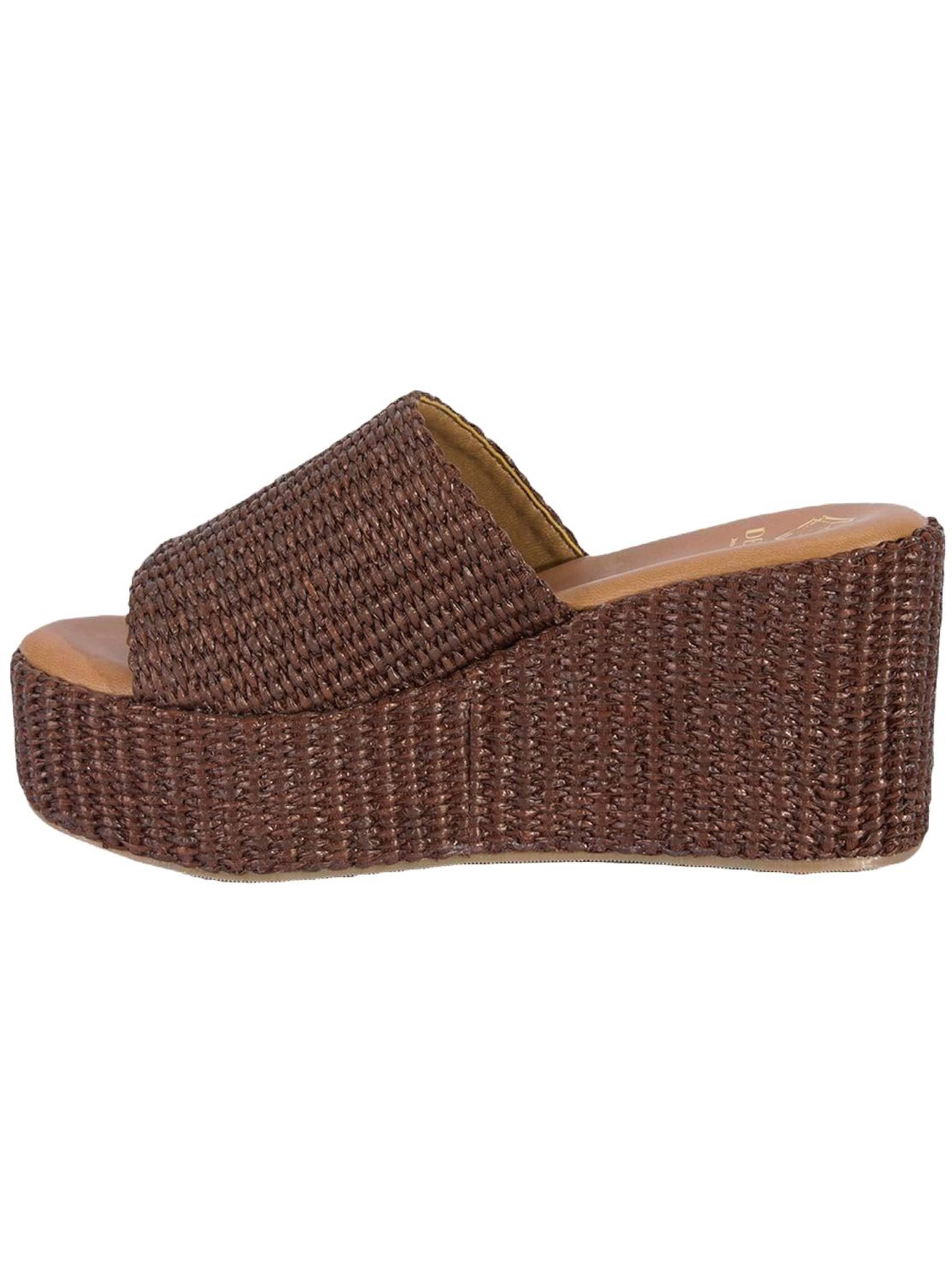 Desa Mule 'DESA Damen-Keilsandalen aus Raffia' in Brown