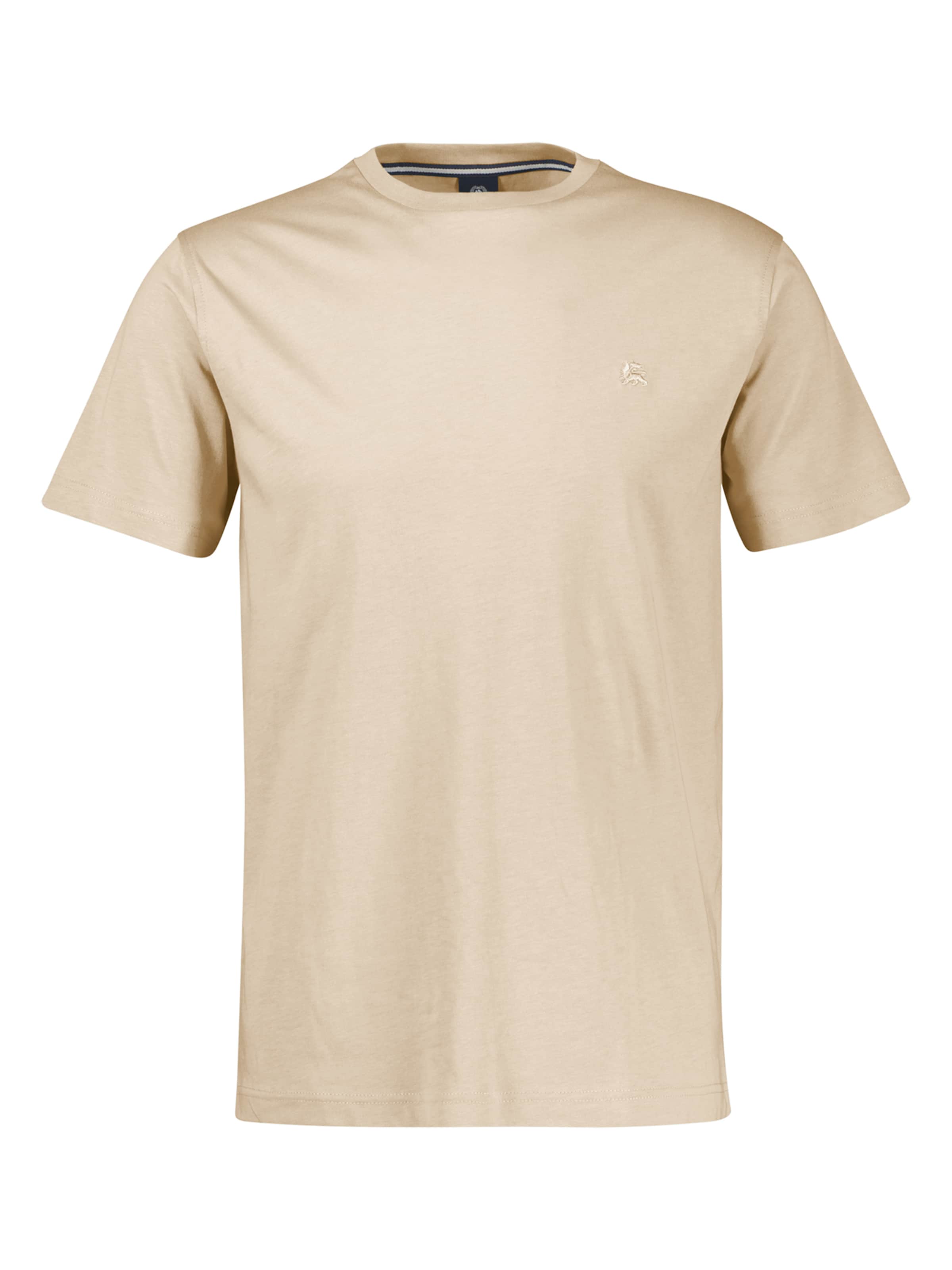 LERROS Klassisches T-Shirt aus reiner Baumwolle mit Rundkragen in Beige: Vorderseite