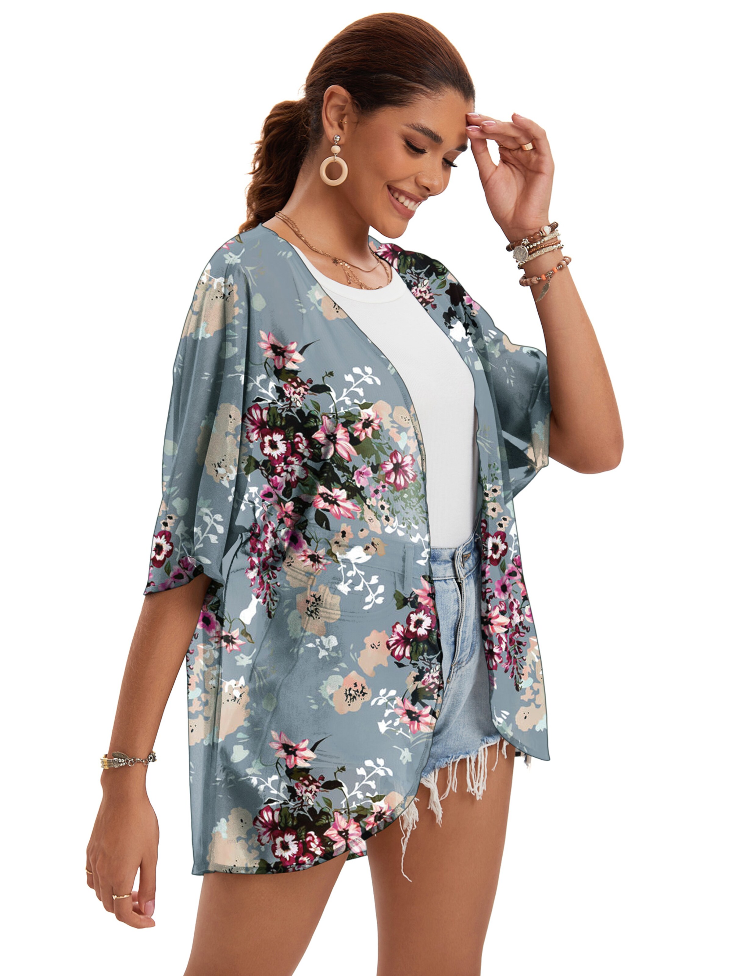 MEETWEE Kimono 'Cover Up Top' in Blue