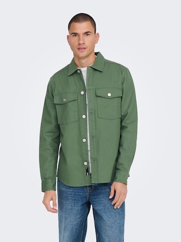 Only & Sons Regular fit Button Up Shirt 'Tron' in Green: front