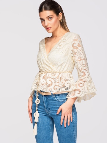 Camicia da donna di Ombre in beige: frontale