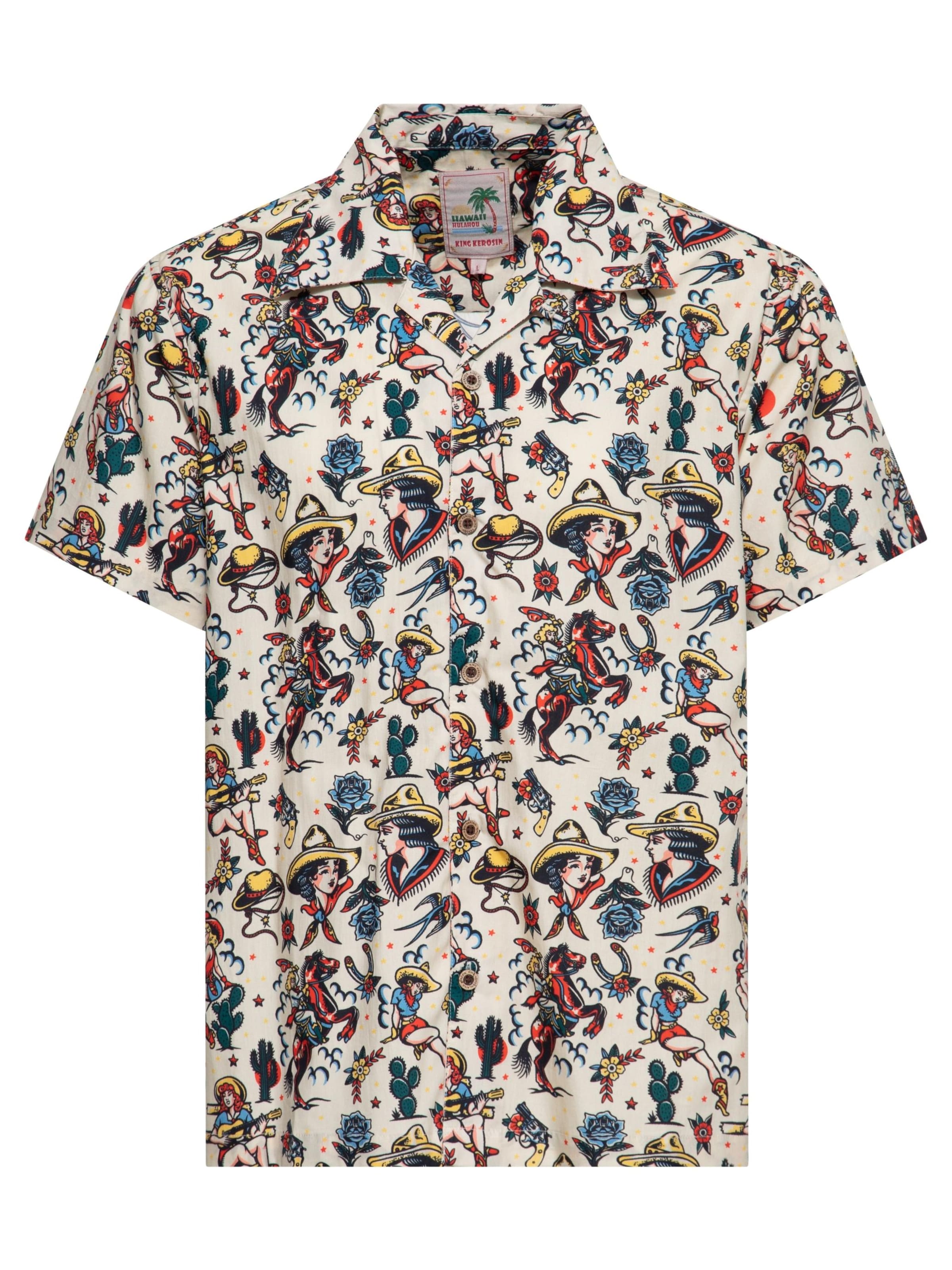 King Kerosin Regular fit Button Up Shirt 'Cowgirl' in White: front