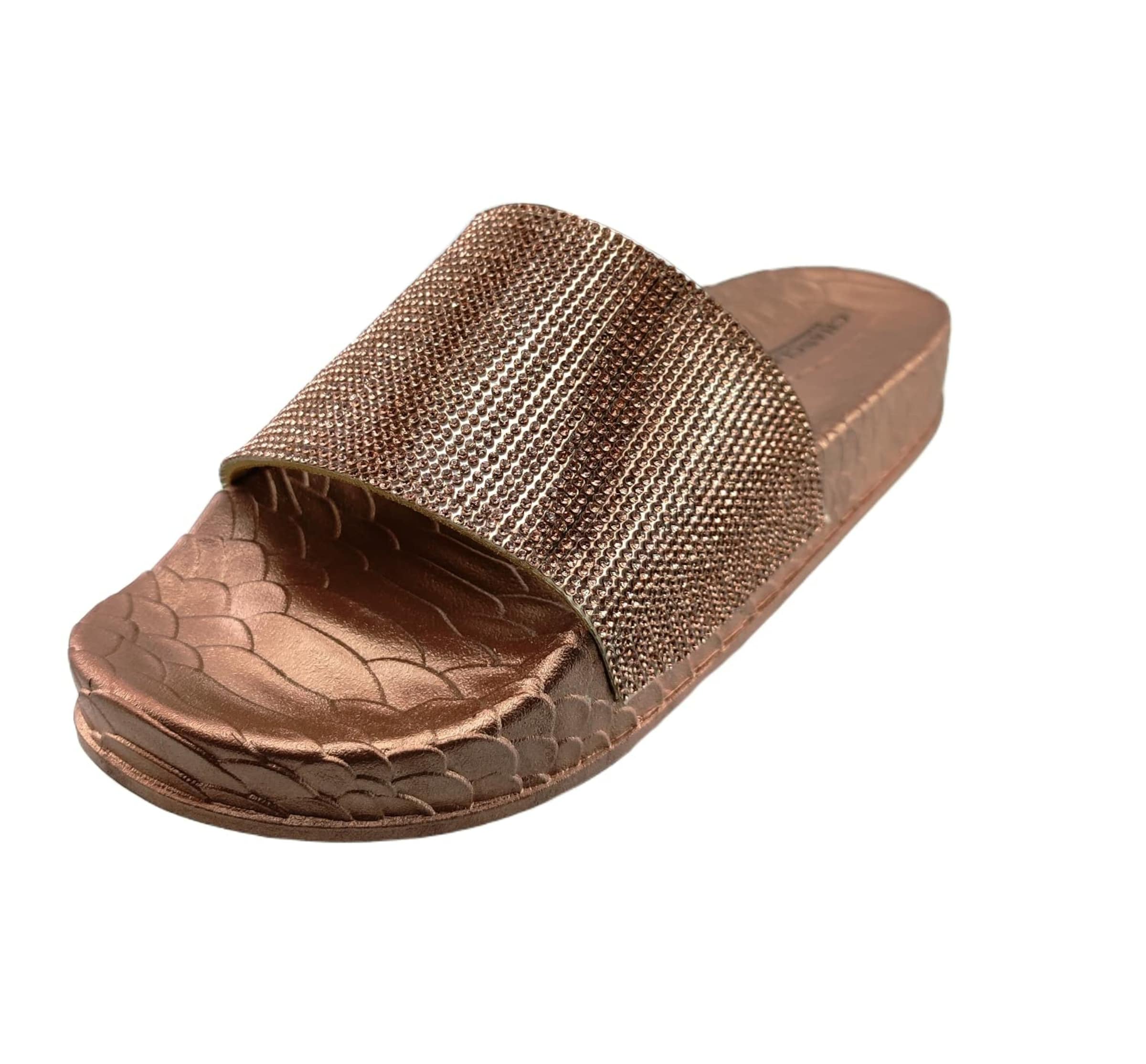 Chanclas Mules in Bronze: front