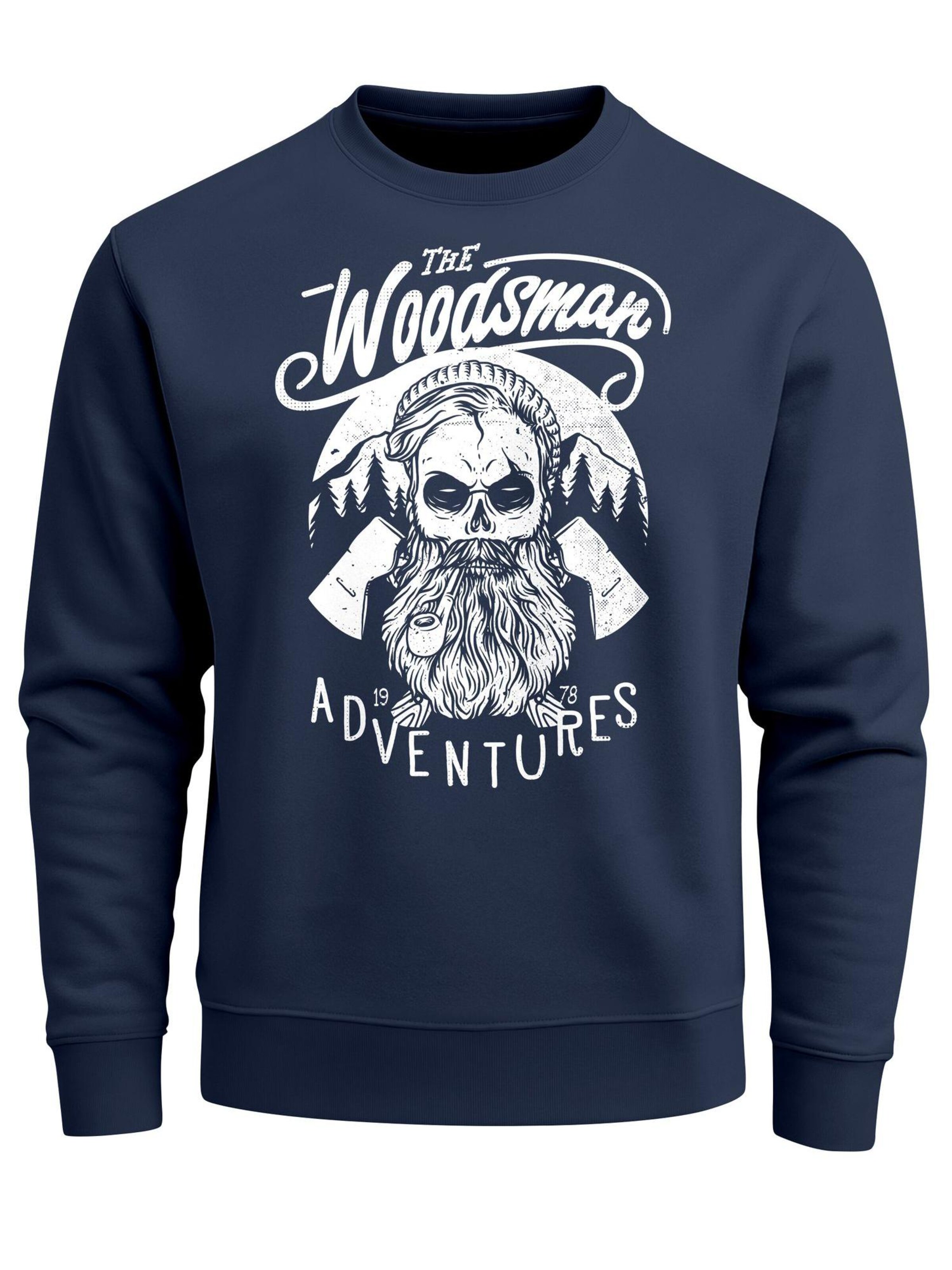 Neverless Sweatshirt 'Lumberjack Woodsman' in Blue: front