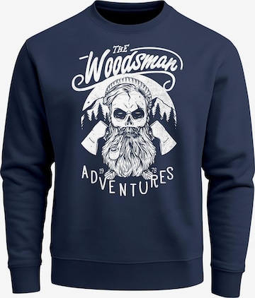 Neverless Sweatshirt 'Lumberjack Woodsman' in Blue: front