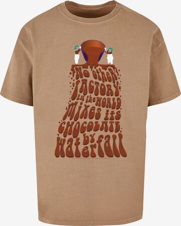 ABSOLUTE CULT T-Shirt 'Willy Wonka - Chocolate Waterfall' in Beige: predná strana